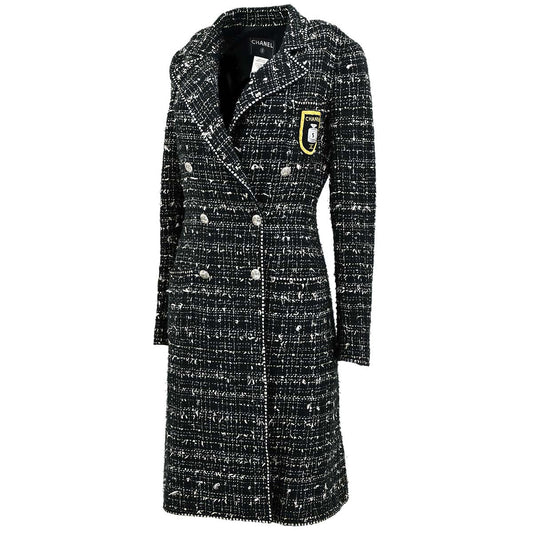 Chanel Emblem Double Breasted Jacket Black Tweed 05C #36