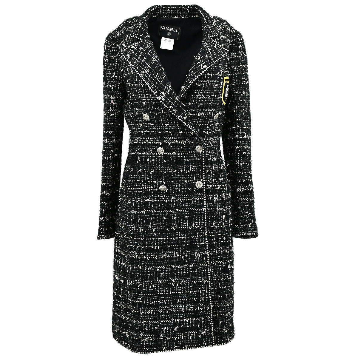 Chanel Emblem Double Breasted Jacket Black Tweed 05C #36
