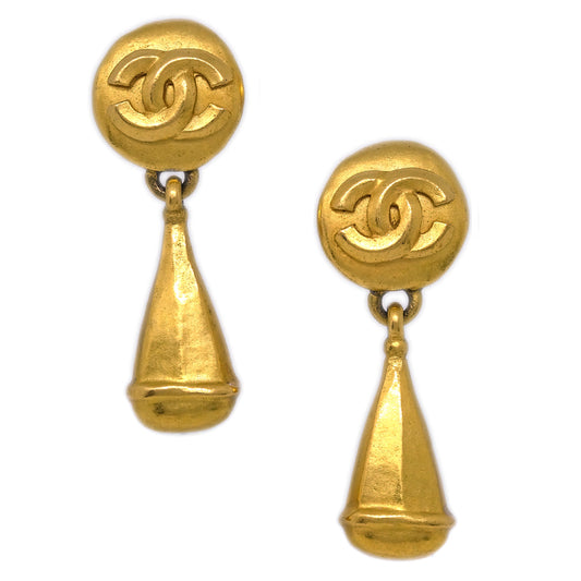 Chanel Dangle Earrings Clip-On Gold 96P
