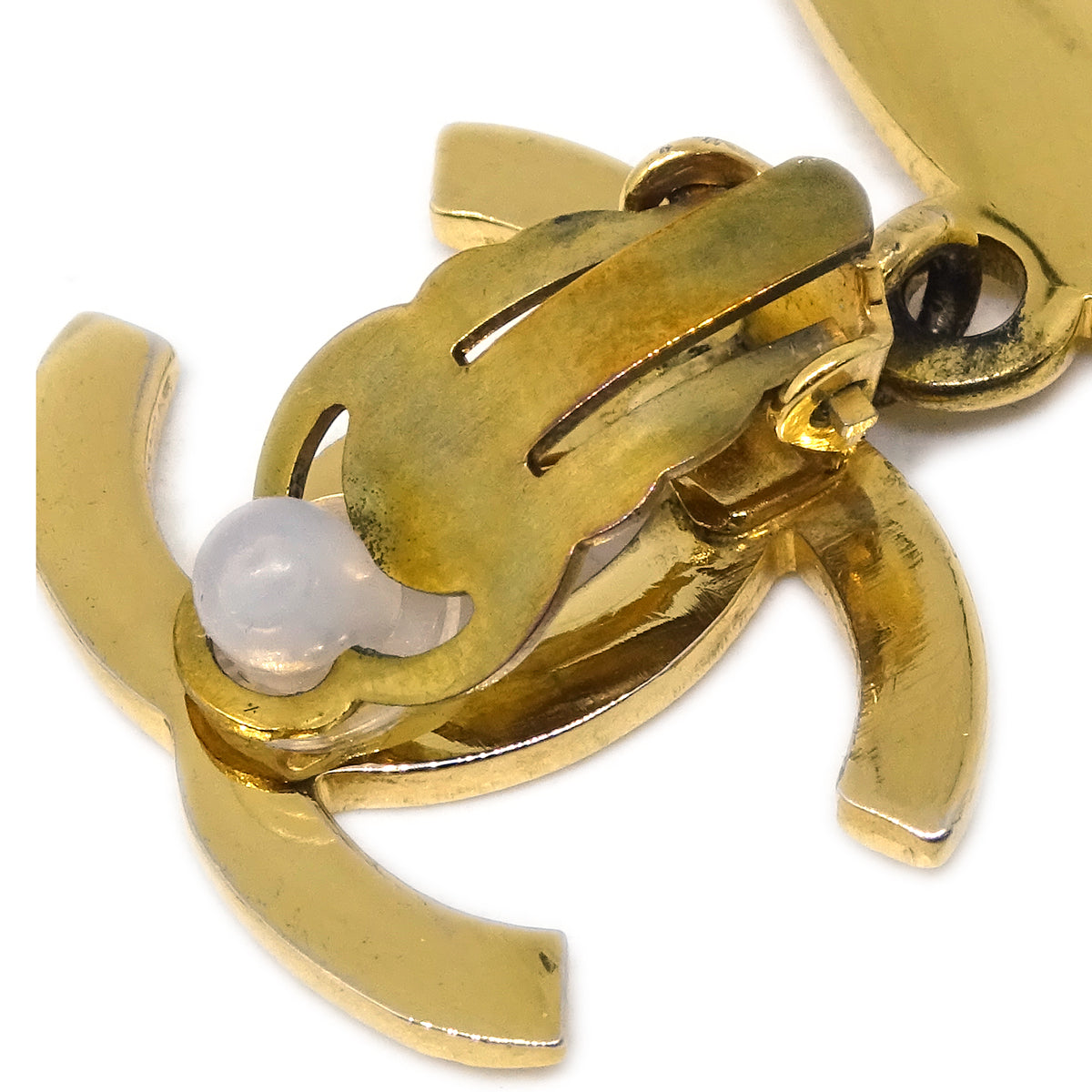 Chanel Hoop Dangle Earrings Clip-On Gold