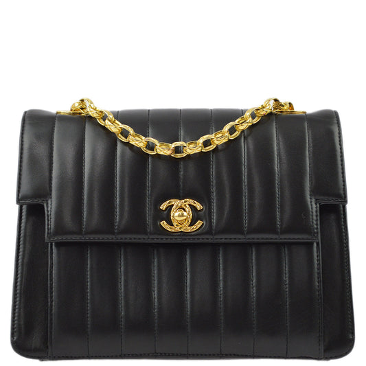 Chanel 1991-1994 Lambskin Vertical Stitch Flap Bag