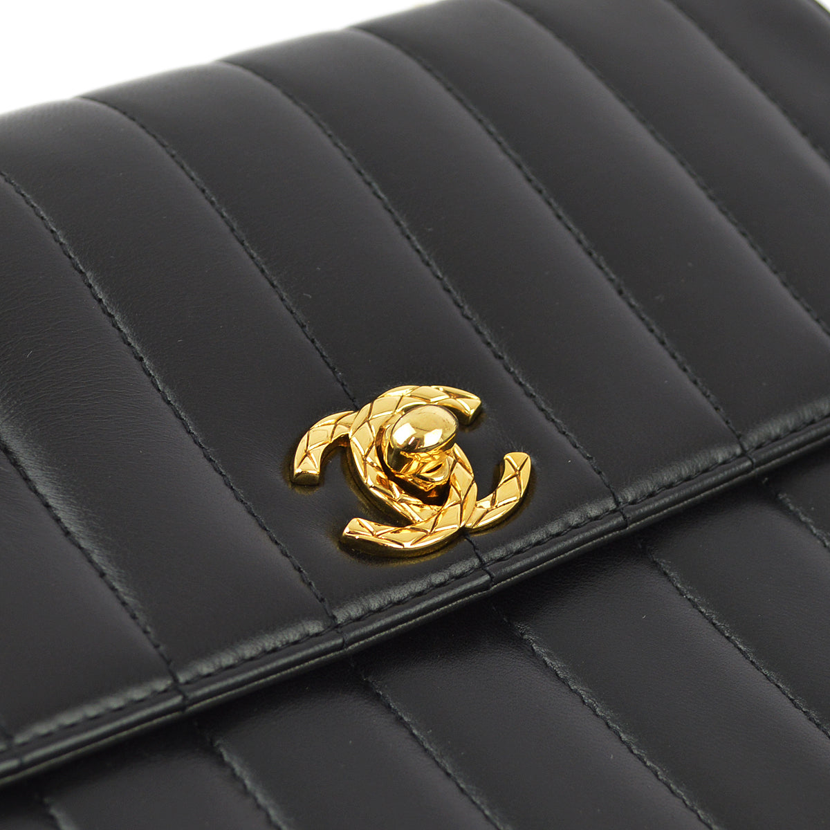 Chanel 1991-1994 Lambskin Vertical Stitch Flap Bag