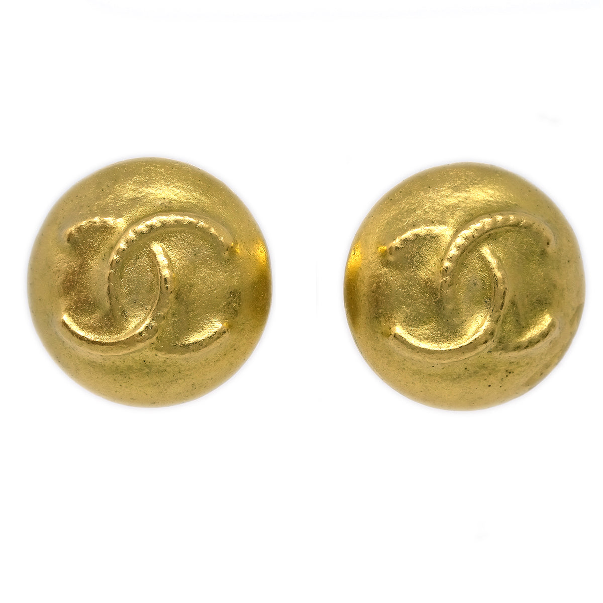 Chanel Gold Button Earrings Clip-On 95C