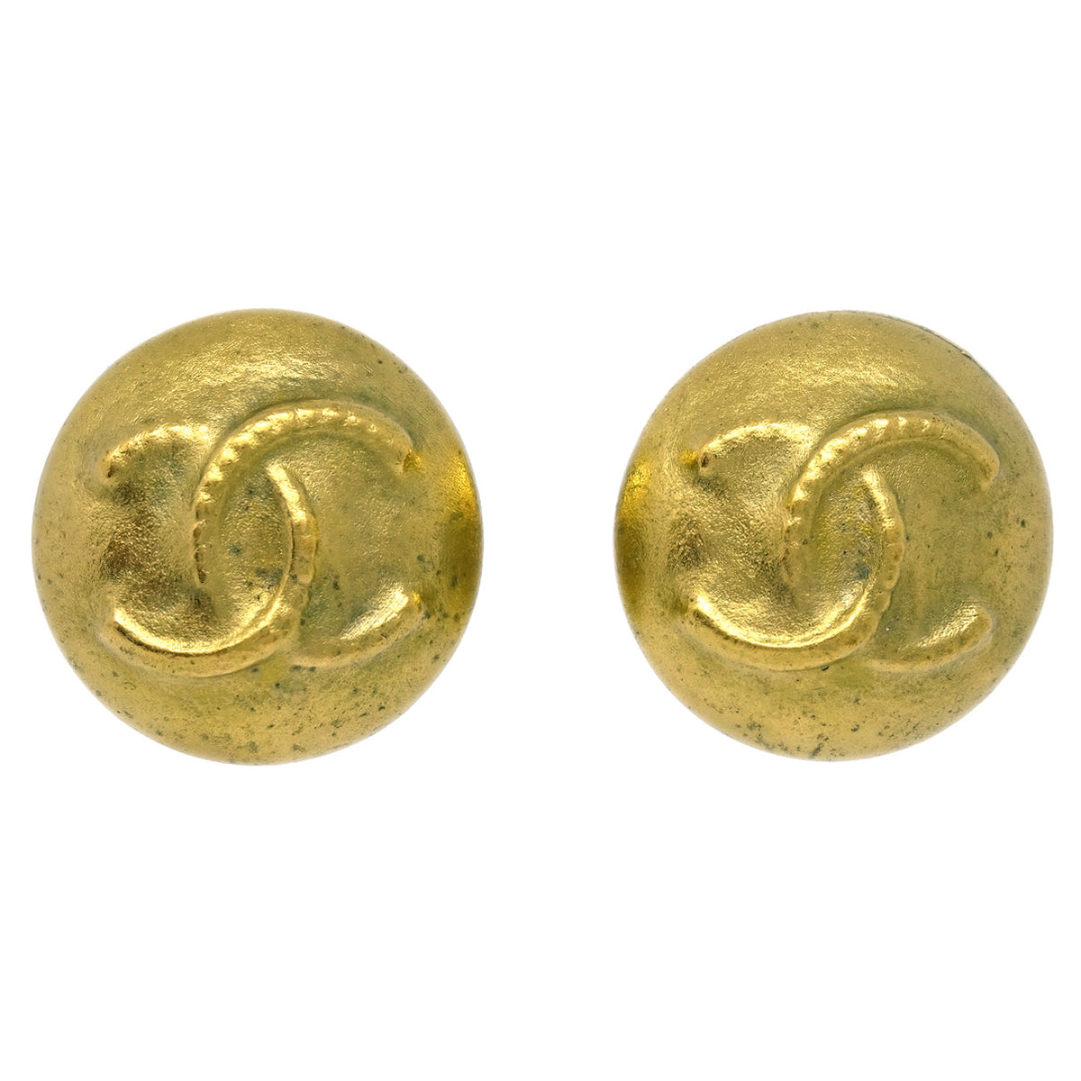 Chanel Gold Button Earrings Clip-On 95P