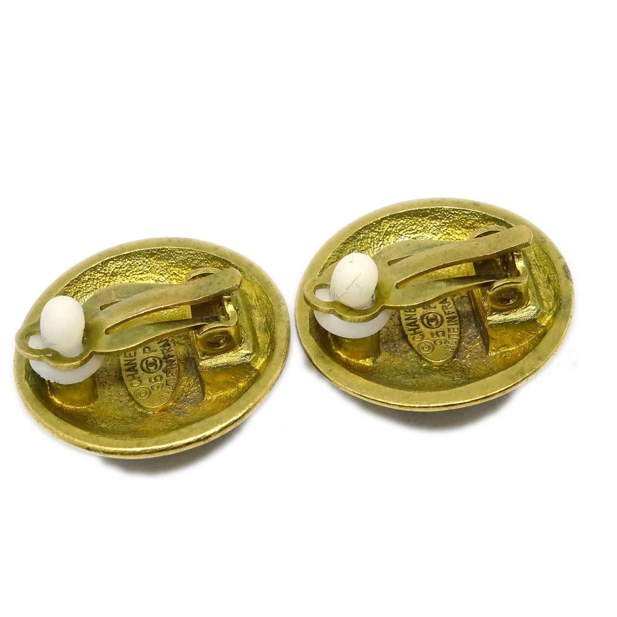 Chanel Gold Button Earrings Clip-On 95P