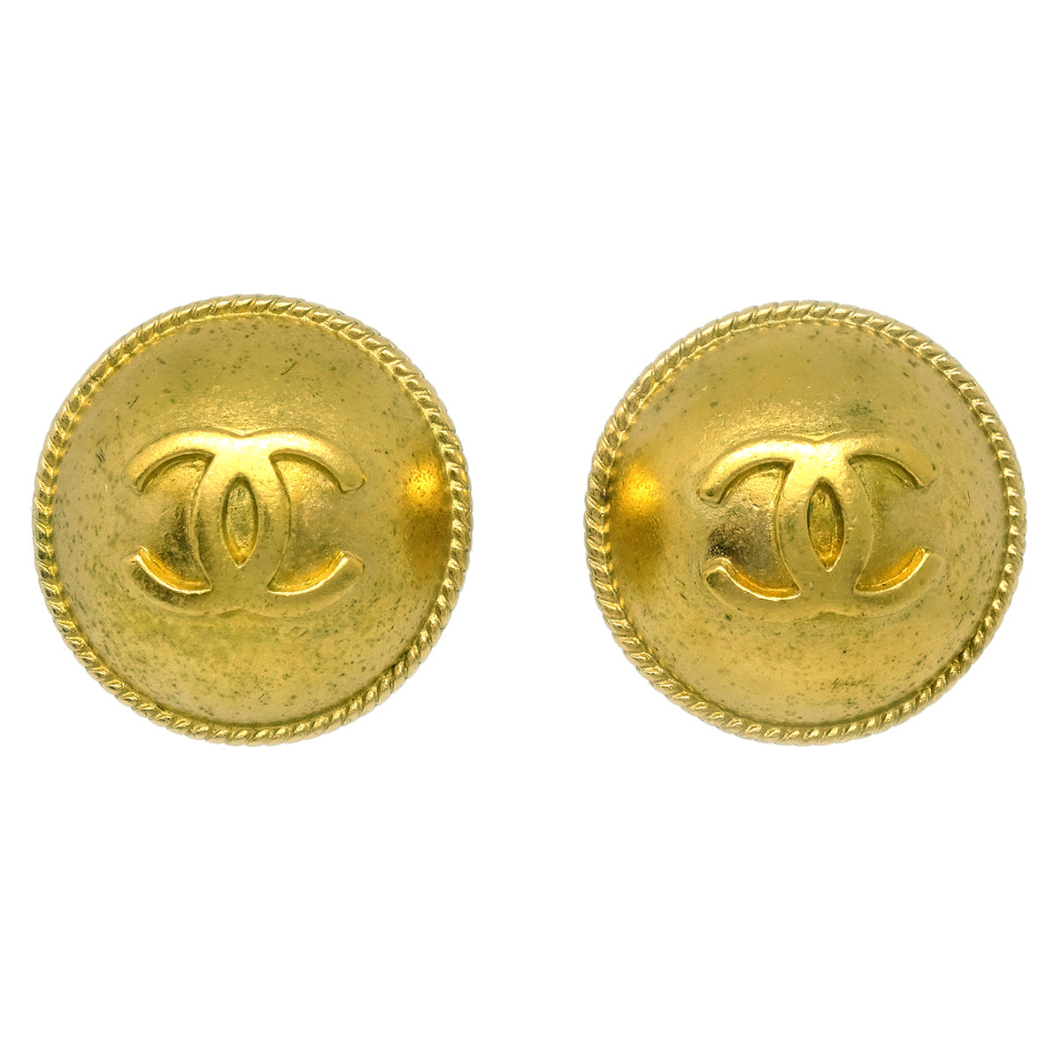 Chanel Gold Button Earrings Clip-On 94A