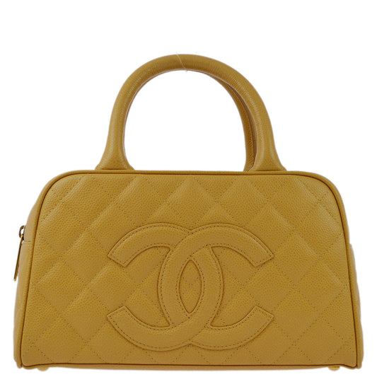 Chanel 2004-2005 Beige Caviar Bowling Bag 27