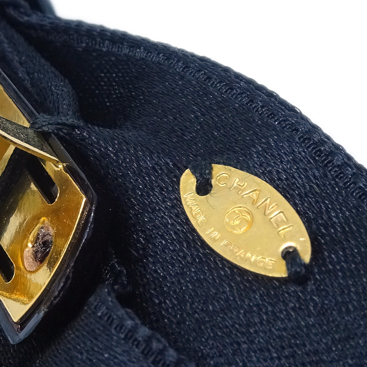 Chanel Turnlock Bow Satin Hair Barrette Black