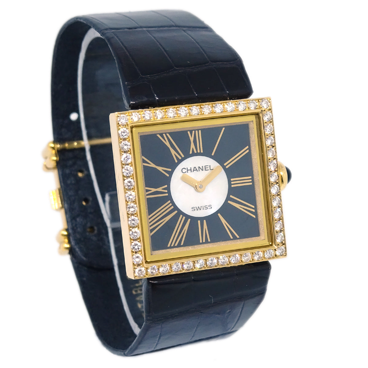 Chanel Mademoiselle Watch Diamond 18KYG Crocodile