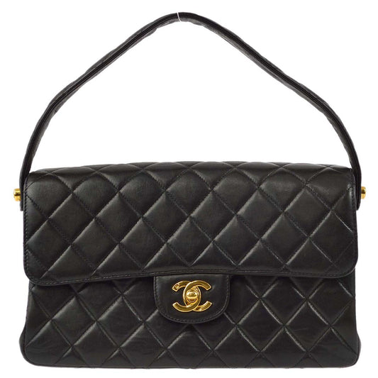 Chanel 1996-1997 Black Lambskin Double Sided Classic Flap Handbag