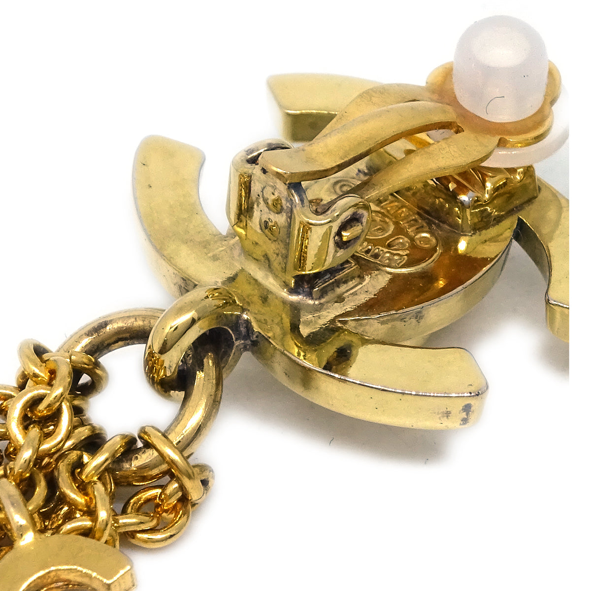 Chanel Dangle Turnlock Earrings Clip-On Gold 96P