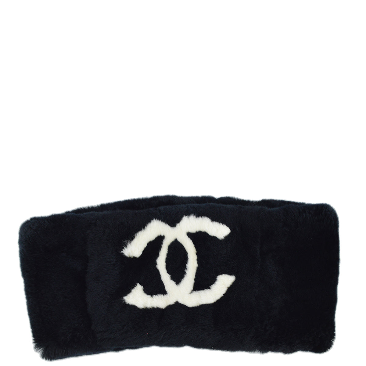 Chanel Fur Shawl Stole Black Small Good