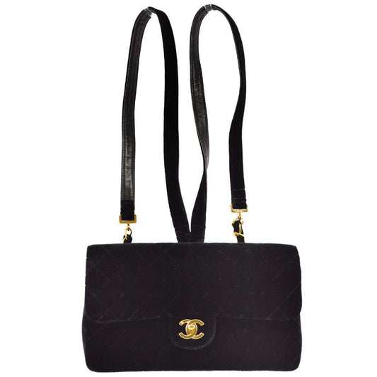 Chanel * 1994-1996 Black Velvet Classic Flap Chain Backpack