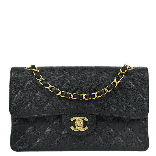 Chanel 2001-2003 Black Caviar Small Classic Double Flap Shoulder Bag