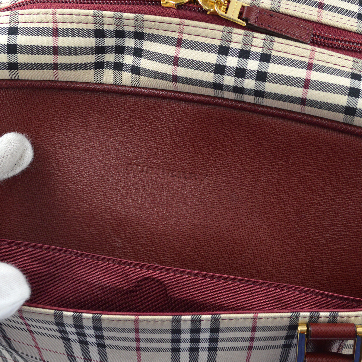 Burberry Beige Bordeaux  Check 2way HandBag 181833