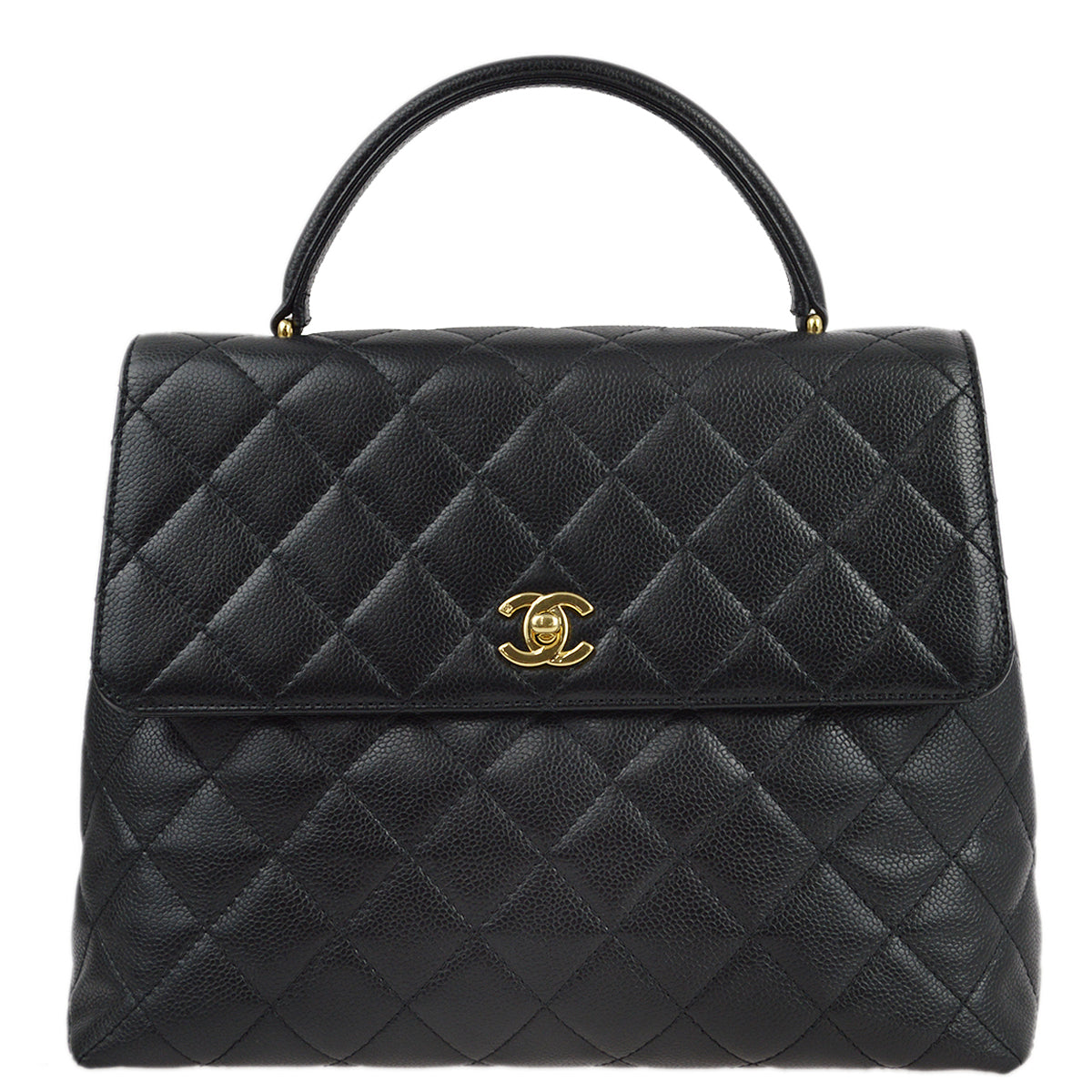 Chanel 2001-2003 Black Caviar Top Handle Handbag