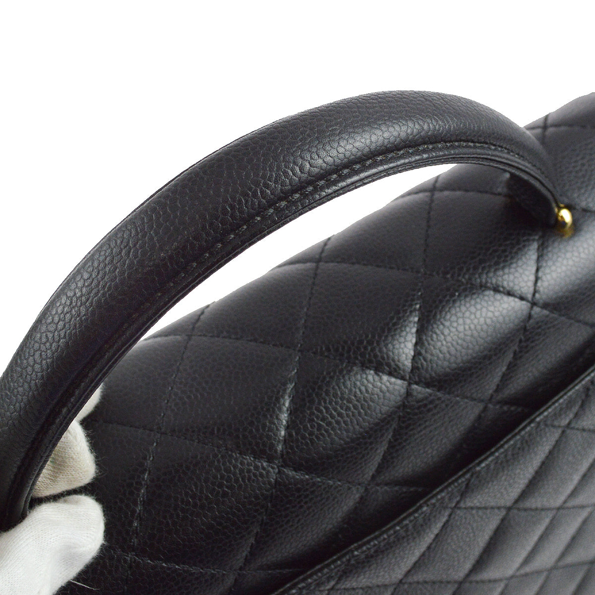Chanel 2001-2003 Black Caviar Top Handle Handbag