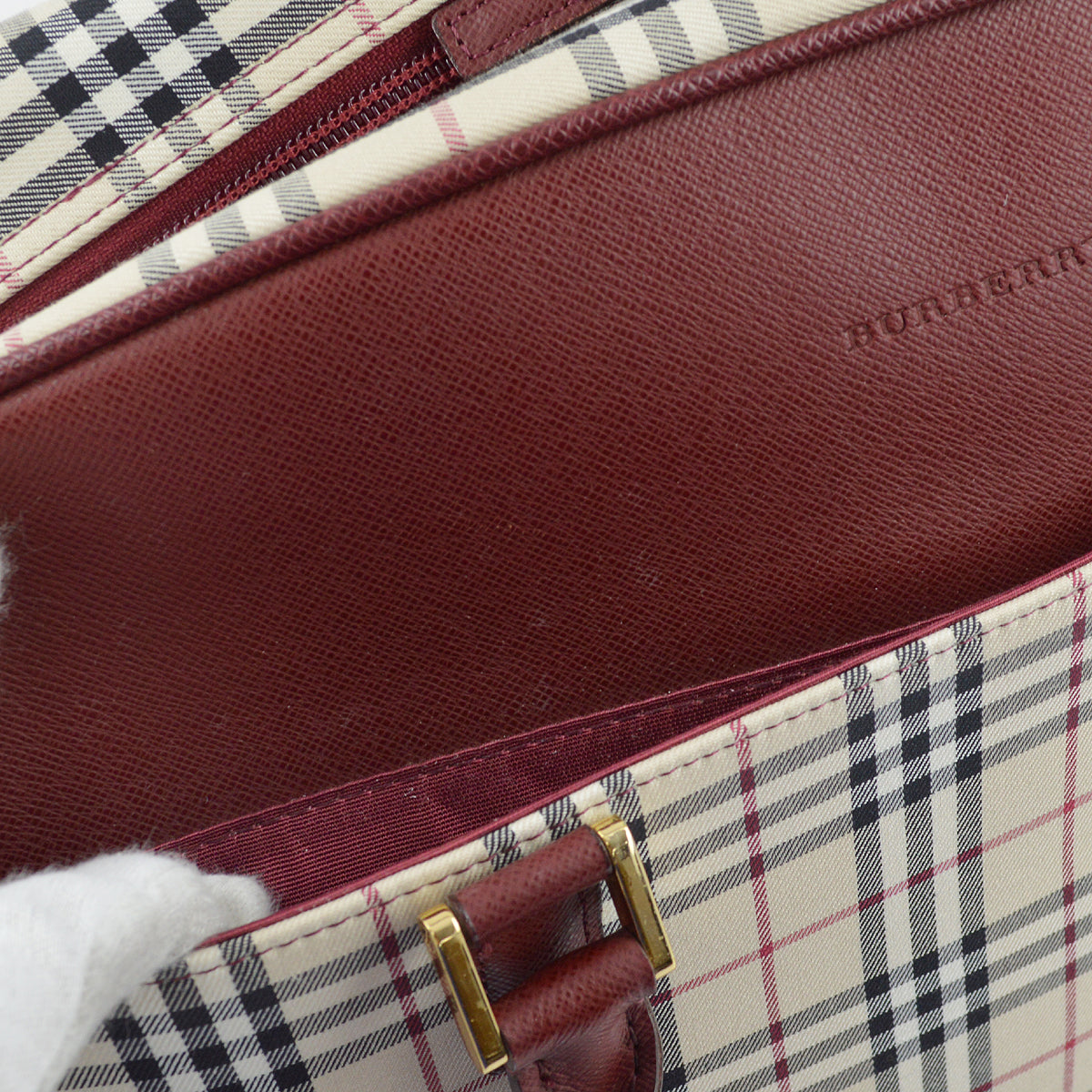 Burberry Beige Bordeaux  Check 2way HandBag 182065