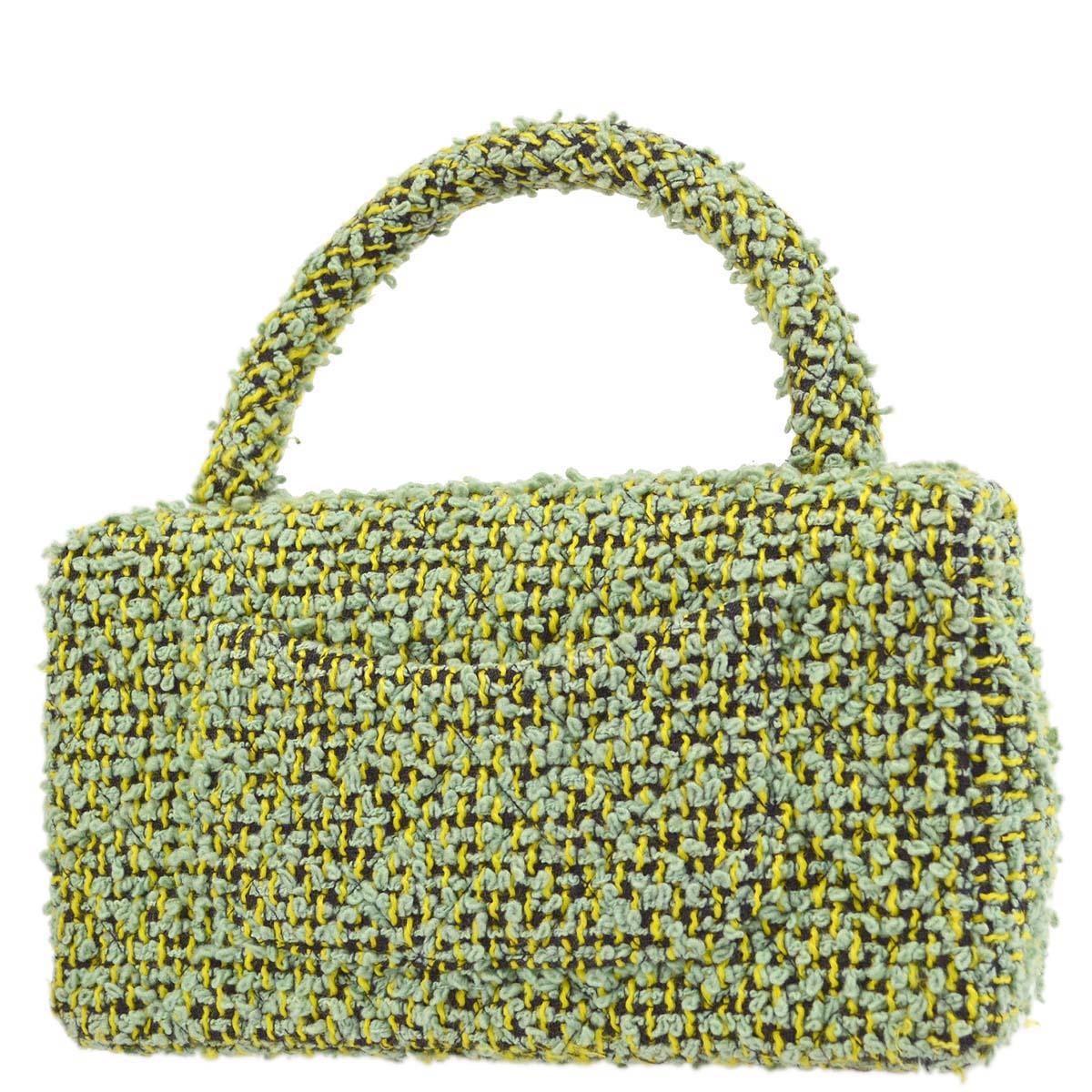 Chanel 1994-1996 Green Tweed Classic Single Flap 2 in 1 Handbag Set