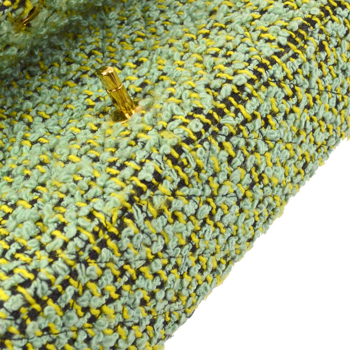 Chanel 1994-1996 Green Tweed Classic Single Flap 2 in 1 Handbag Set