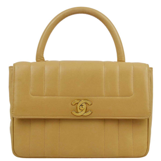 Chanel 1994-1996 Beige Lambskin Mademoiselle Handbag