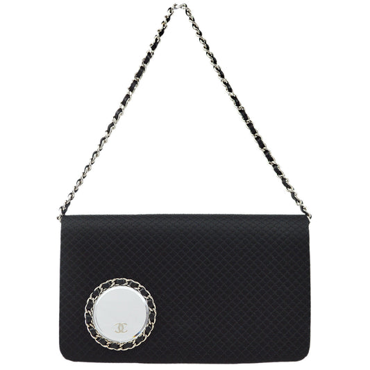 Chanel 2004-2005 Black Satin Chain Handbag