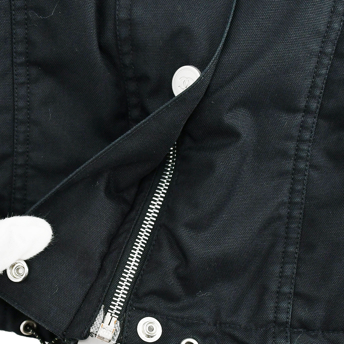 Chanel Sport Line Zip Up Hooded Jacket Black 02A #40