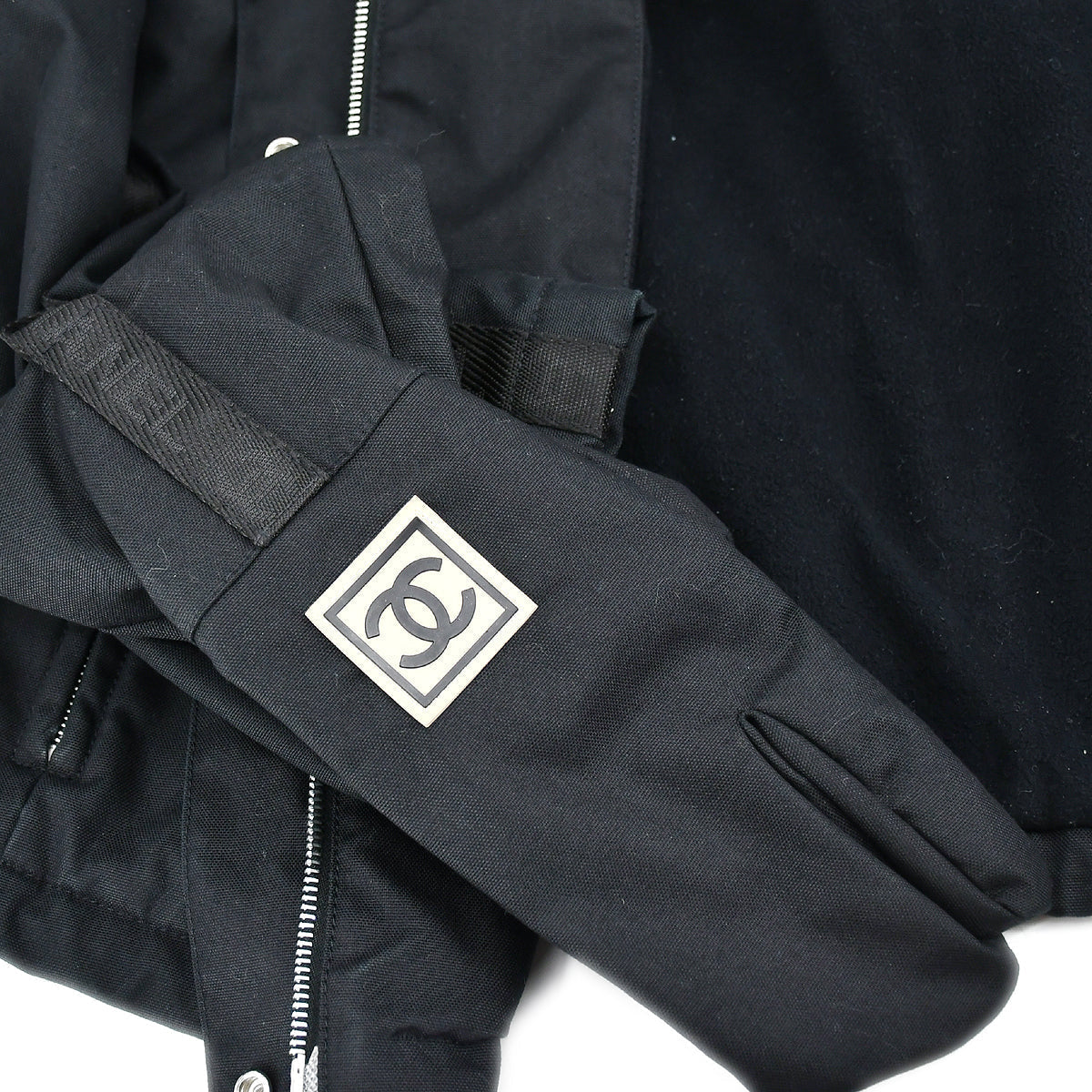 Chanel Sport Line Zip Up Hooded Jacket Black 02A #40