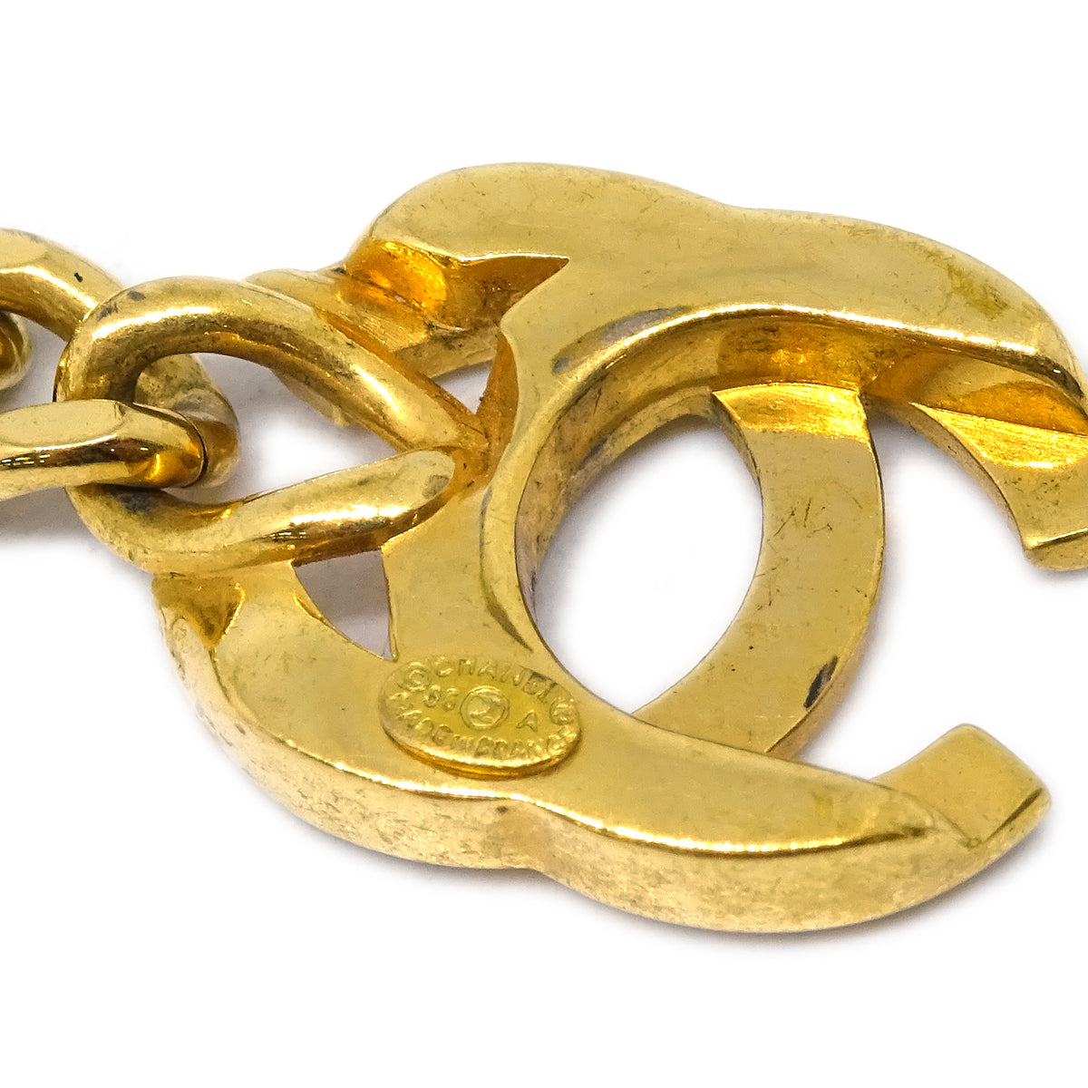 Chanel Turnlock Rhinestone Gold Chain Bracelet 96A
