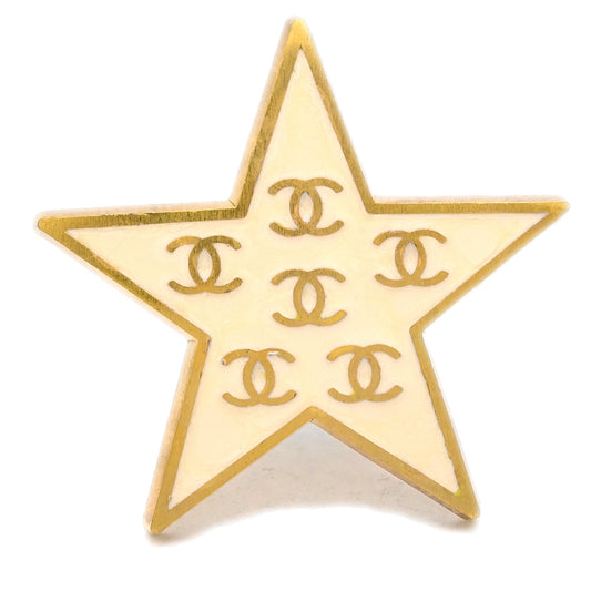 Chanel Star Brooch Pin White 01P