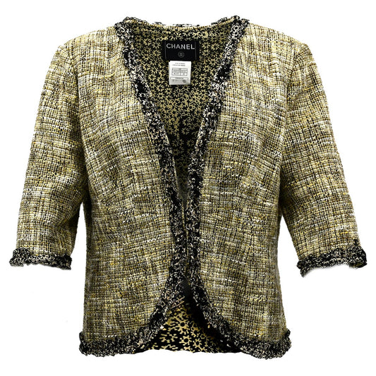 Chanel Collarless Jacket Beige 03P #48