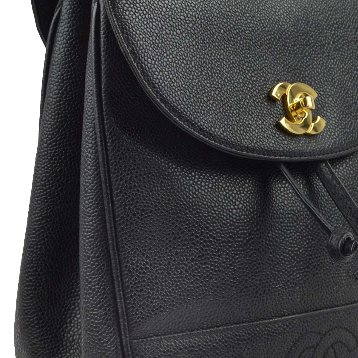Chanel 1996-1997 Black Caviar Triple CC Backpack