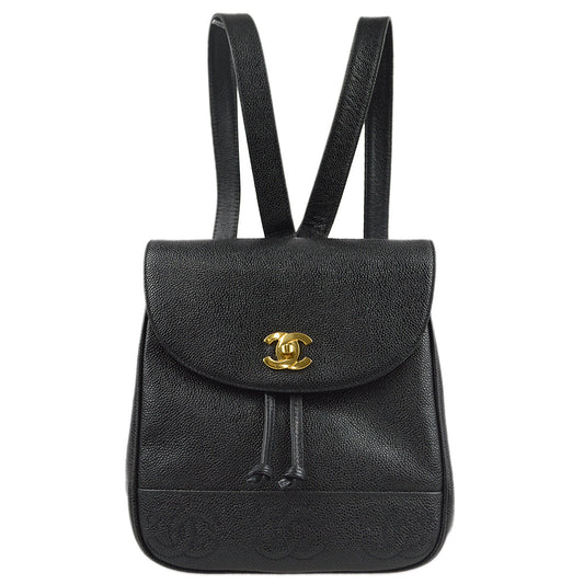 Chanel 1996-1997 Black Caviar Triple CC Backpack