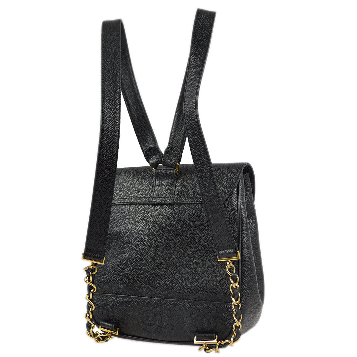 Chanel 1996-1997 Black Caviar Triple CC Backpack