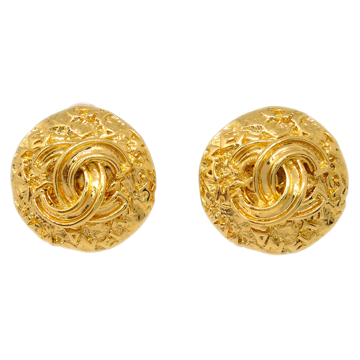Chanel Button Earrings Clip-On Gold 95A