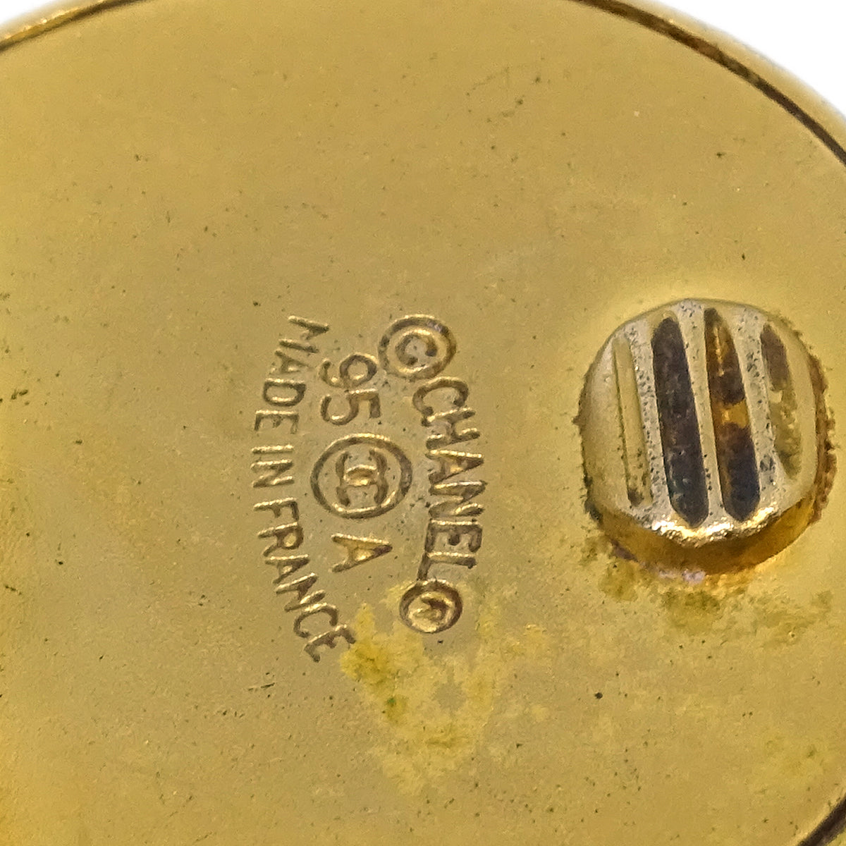 Chanel Button Earrings Clip-On Gold 95A