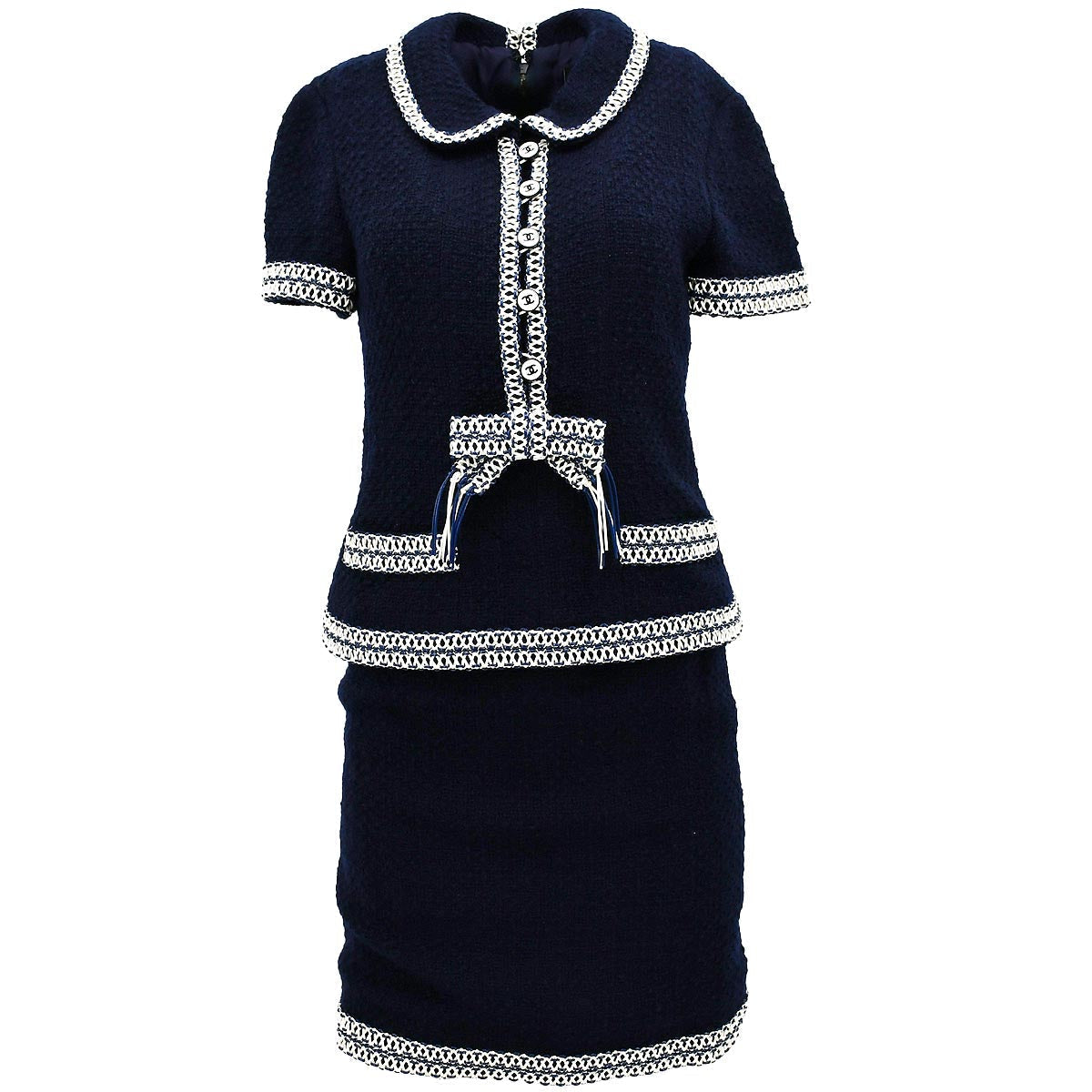 Chanel Setup Suit Jacket Skirt Navy 94P #38