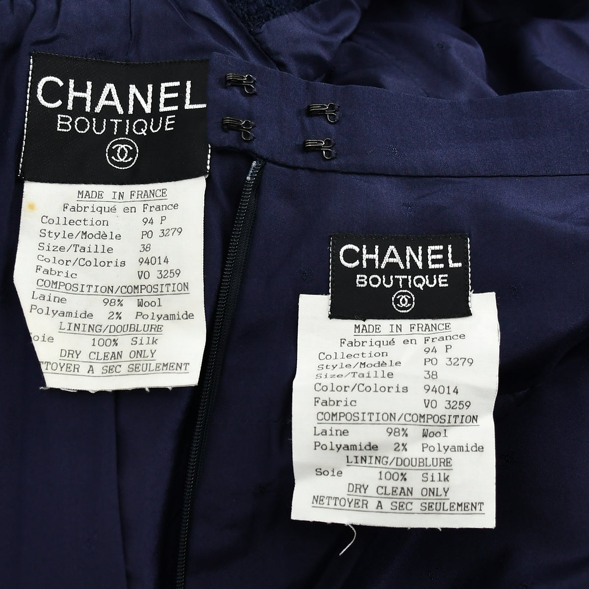 Chanel Setup Suit Jacket Skirt Navy 94P #38