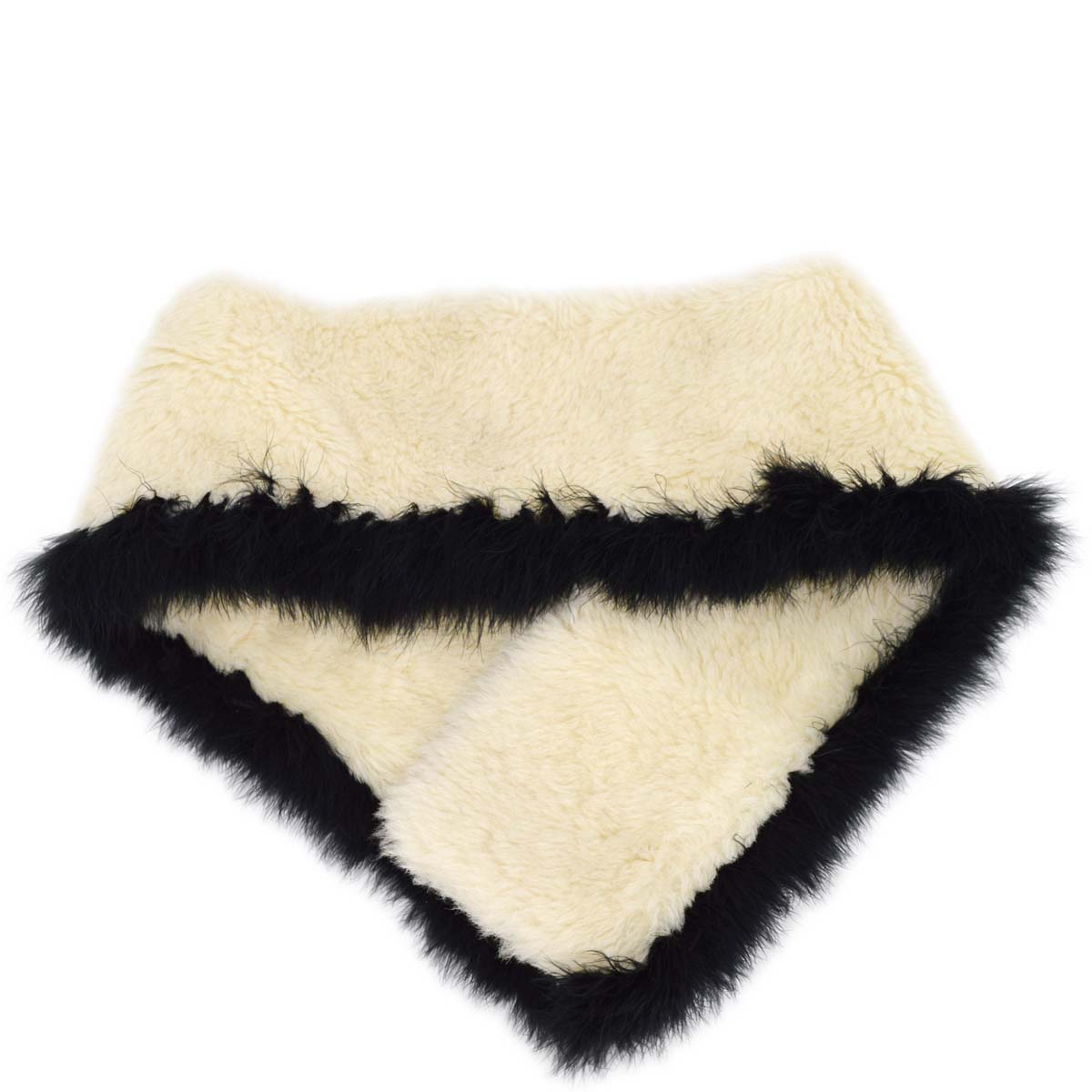 Chanel Fur Shawl Muffler Stole White Small Good
