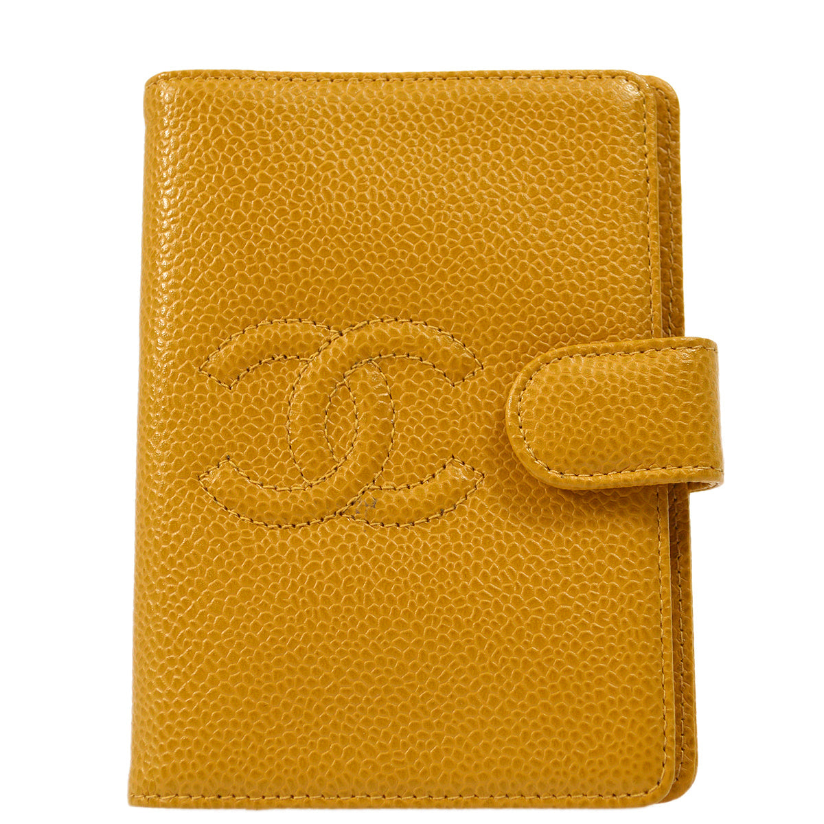Chanel 2001-2003 Yellow Caviar Note Book Cover Small Good