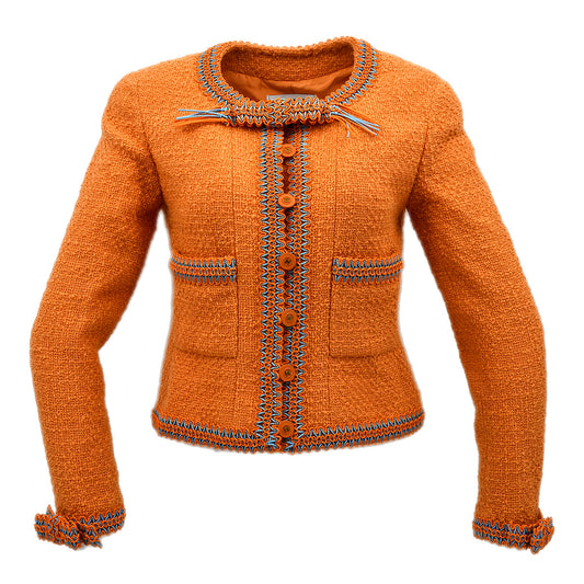 Chanel Collarless Jacket Orange 94P #38