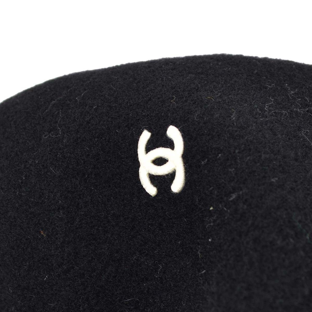 Chanel Oversize Black Hat Beret 98P #57 Small Good