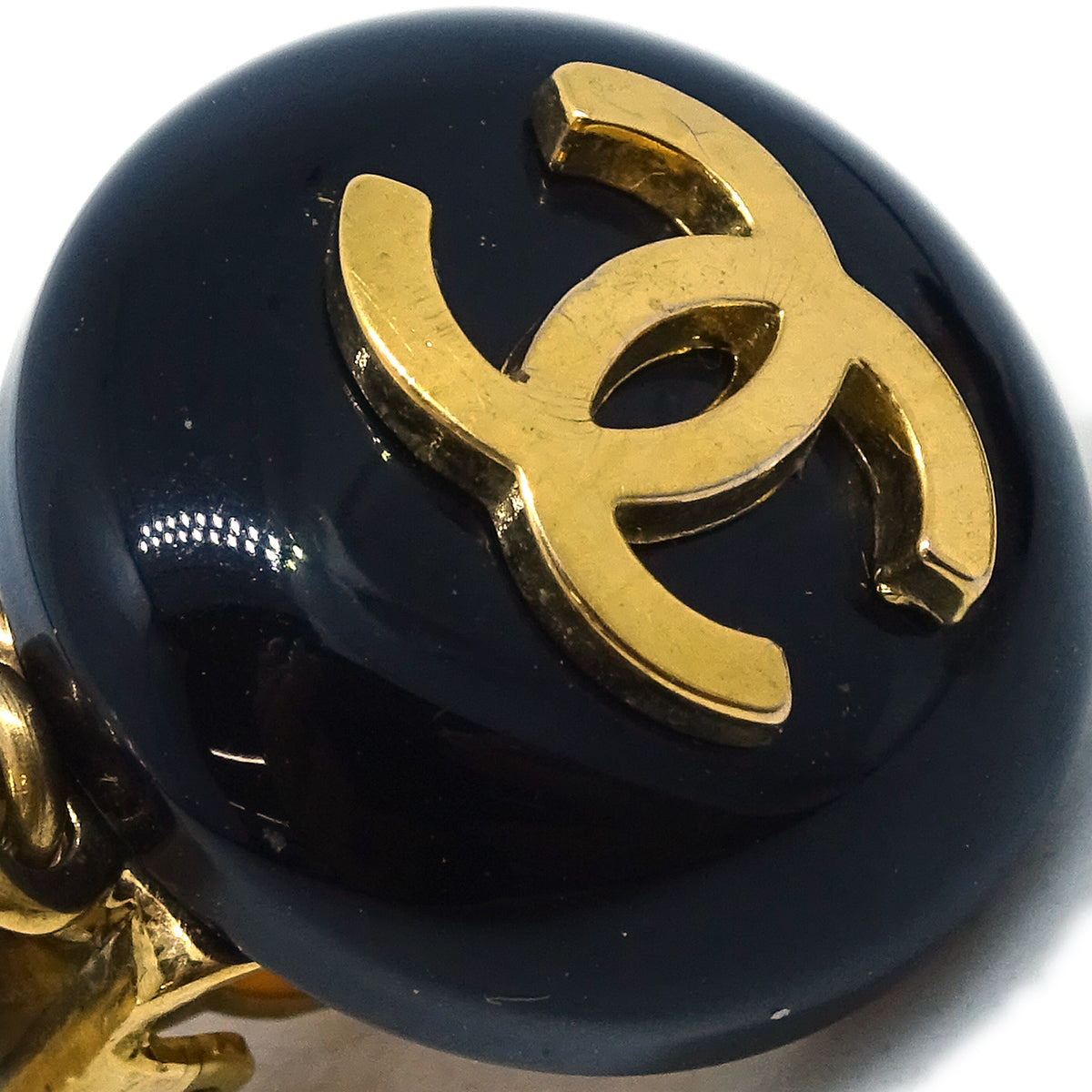Chanel Artificial Pearl Dangle Earrings Clip-On Gold 94A