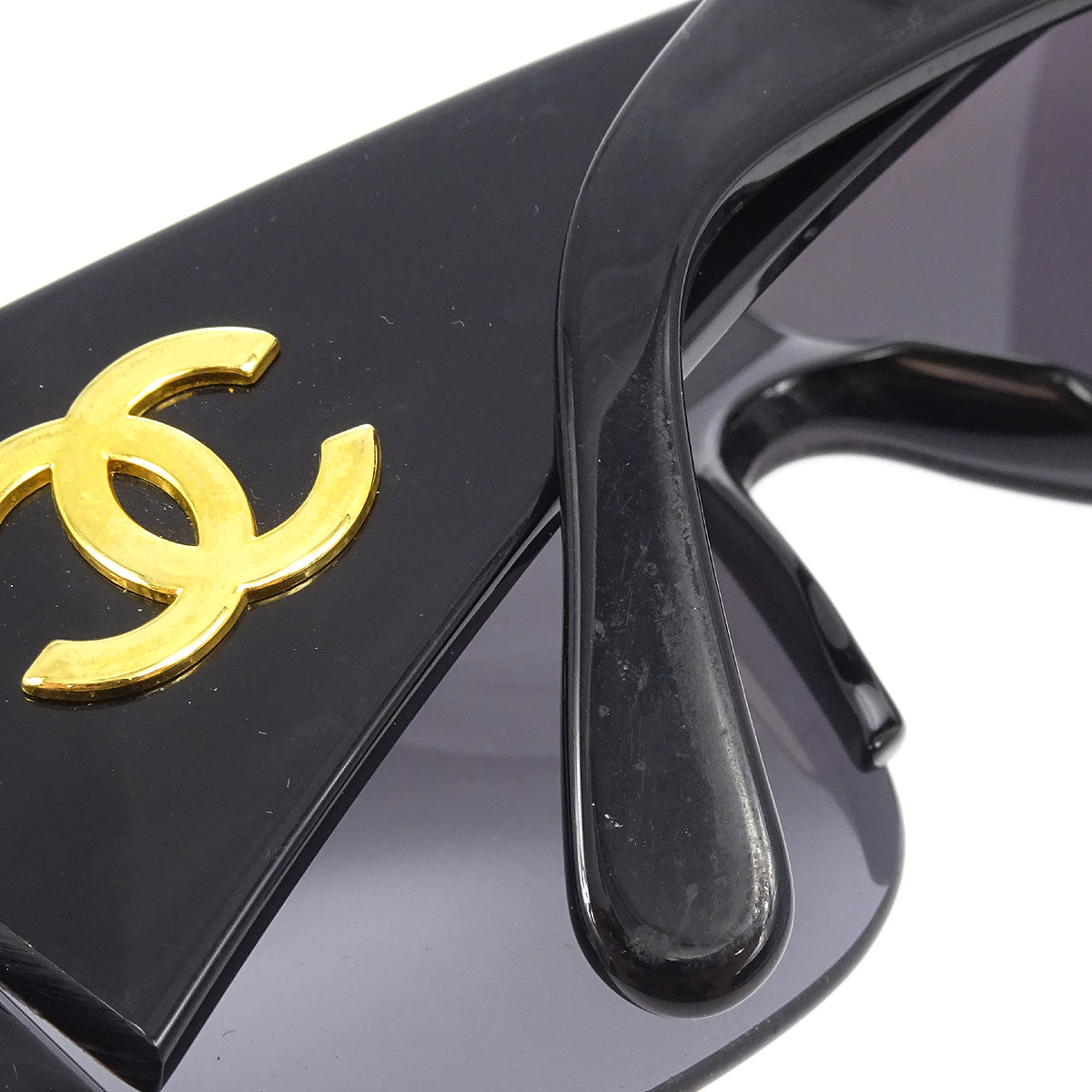Chanel Chain Sunglasses Eyewear Black Small Good