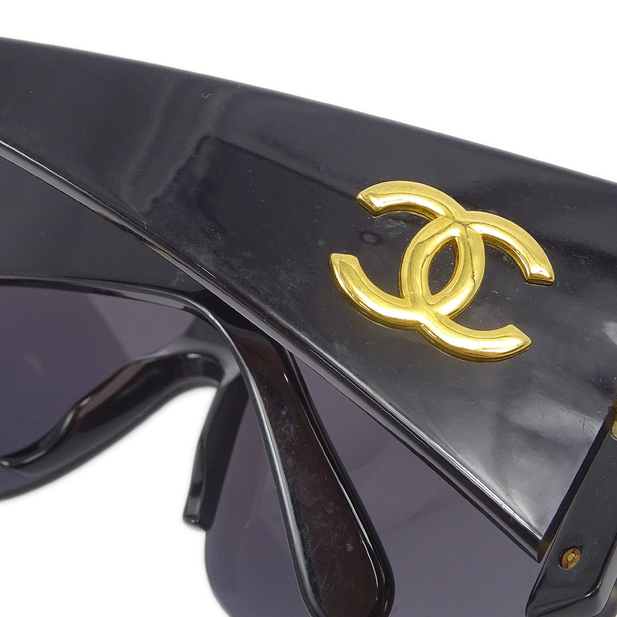 Chanel Chain Sunglasses Eyewear Black Small Good