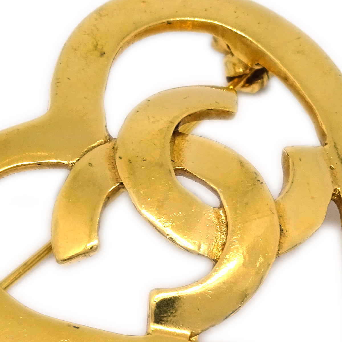 Chanel Heart Brooch Pin Gold 95P