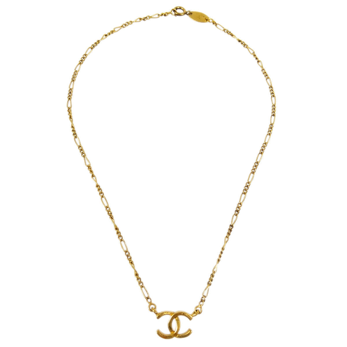 Chanel CC Chain Pendant Necklace Gold 1982