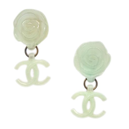 Chanel Dangle Earrings Clip-On Light Green 02P