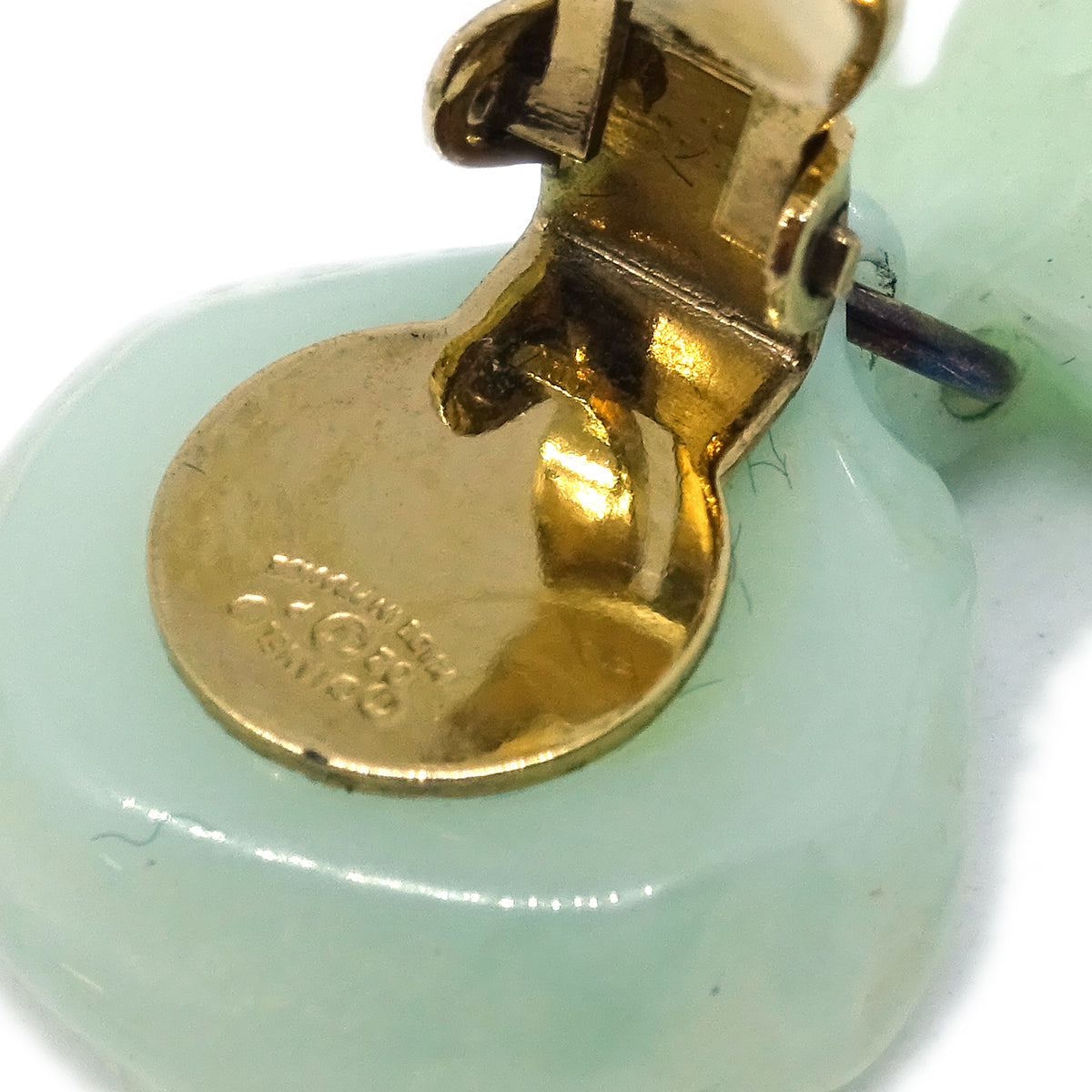 Chanel Dangle Earrings Clip-On Light Green 02P