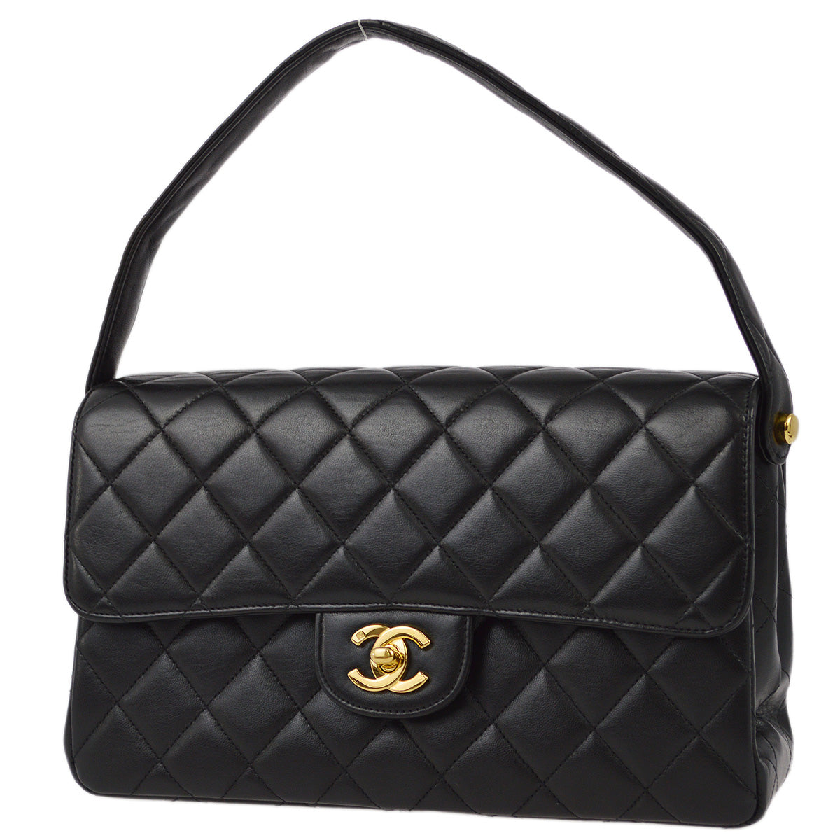Chanel 1994-1996 Black Lambskin Double Sided Classic Flap Handbag